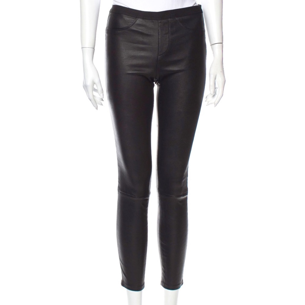 Helmut Lang Black Stretch Lambskin Leather Leggings / Skinny Pants